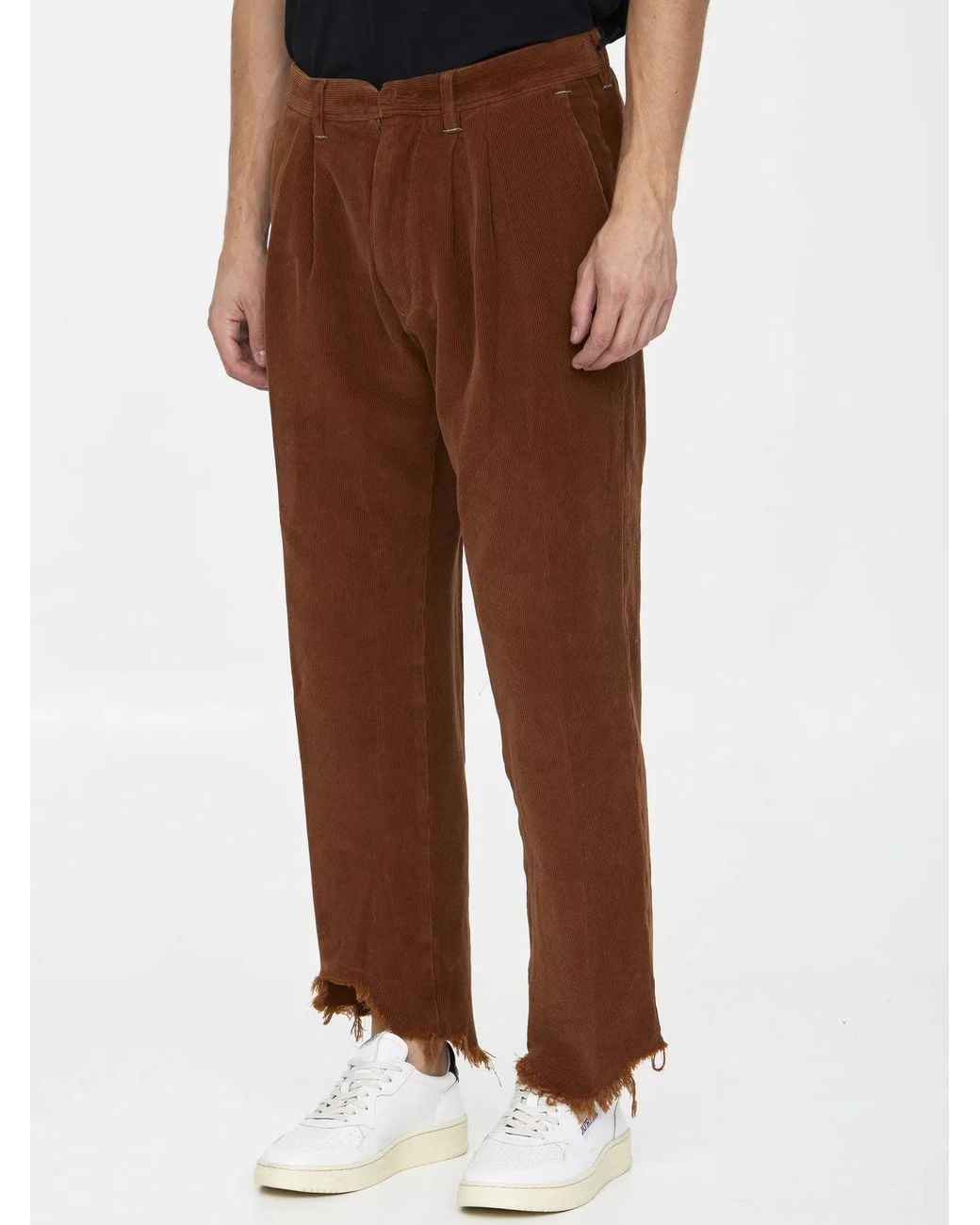 Incotex Brown Cognac Velvet Trousers for men