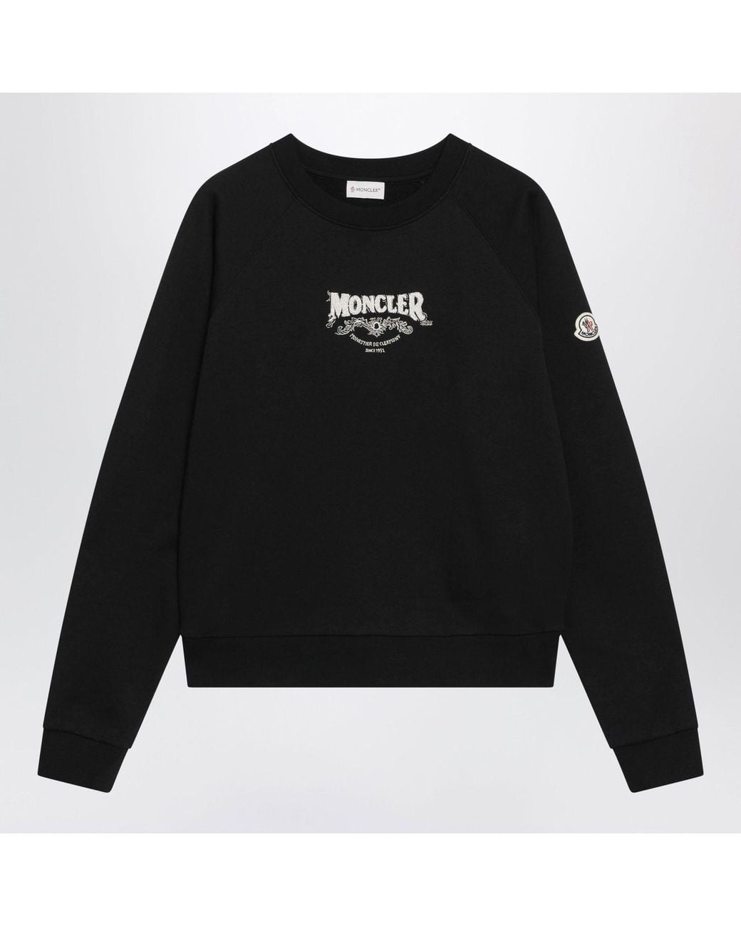 Moncler Black Sweatshirt With Logo Embroidery