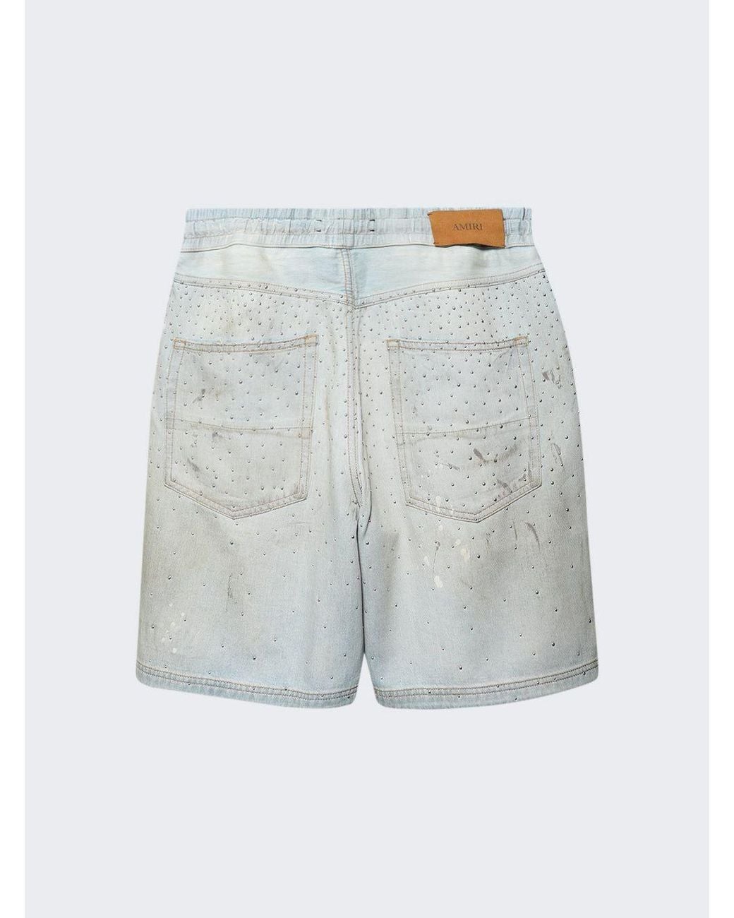 Amiri Blue Crystals Denim Shorts for men