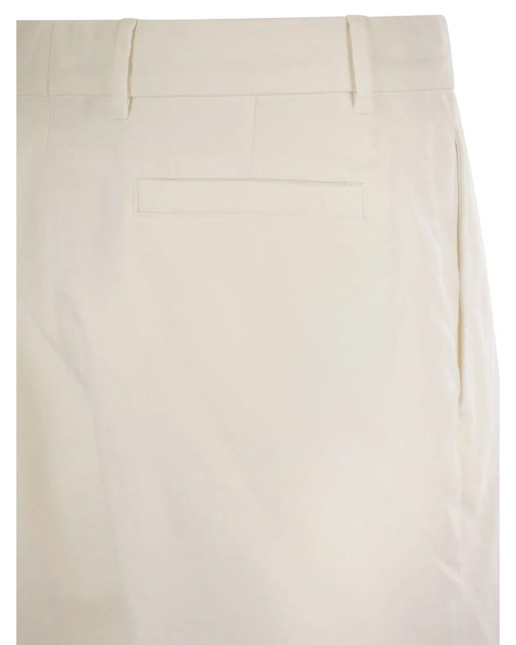 Brunello Cucinelli White Cotton Gabardine Bermuda Shorts for men