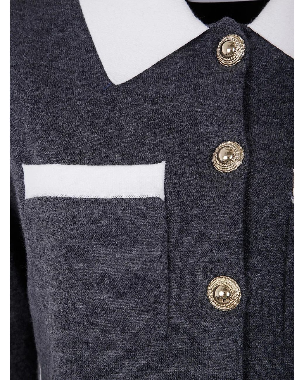 Self-Portrait Blue Contrast Collar Cardigan