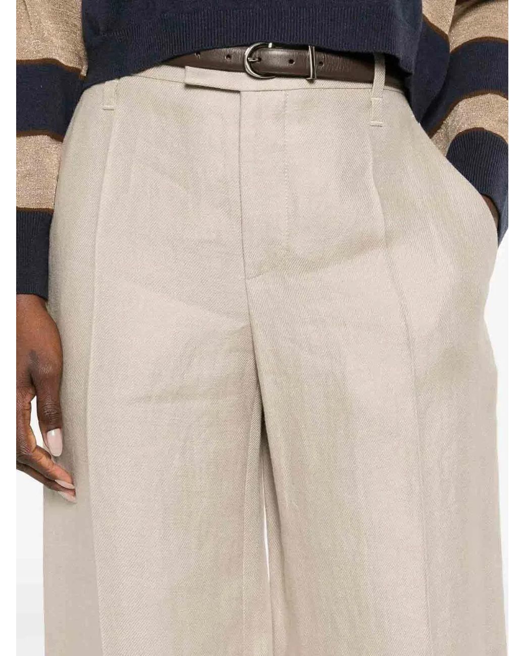 Brunello Cucinelli White Linen Pants