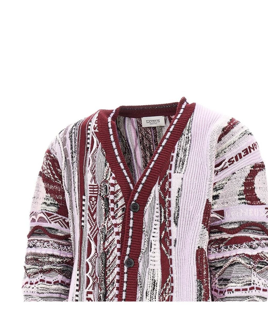 Laneus Purple Jacquard Knit Cardigan for men