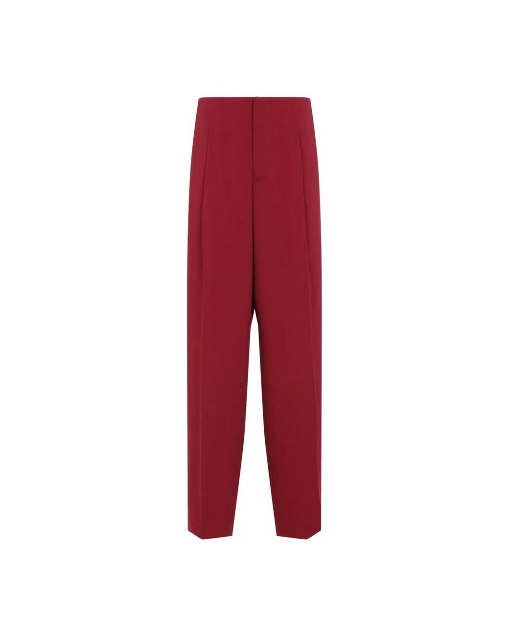 Alberta Ferretti Red Cady Straight Pants