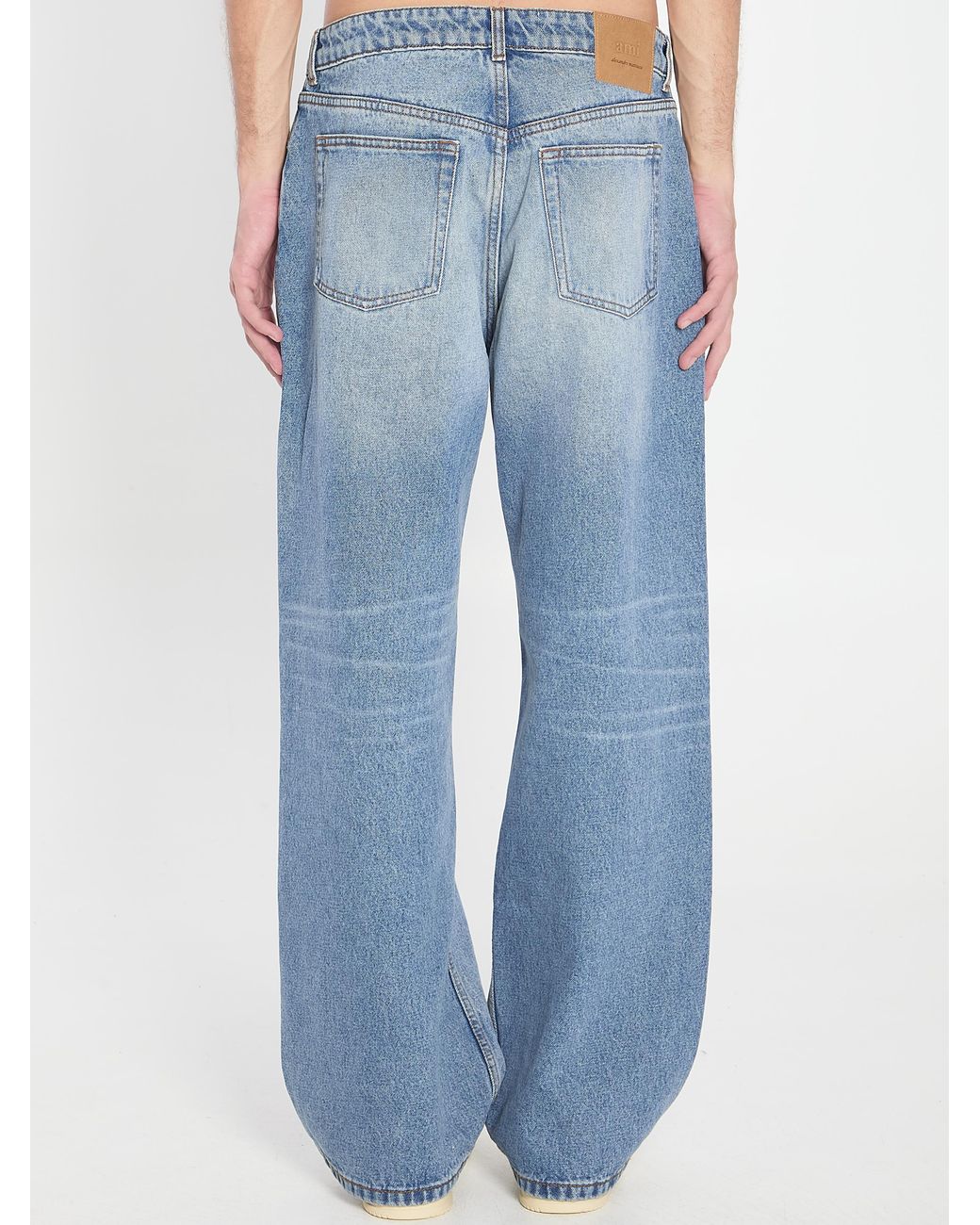 AMI Blue Large Fit Jeans for men