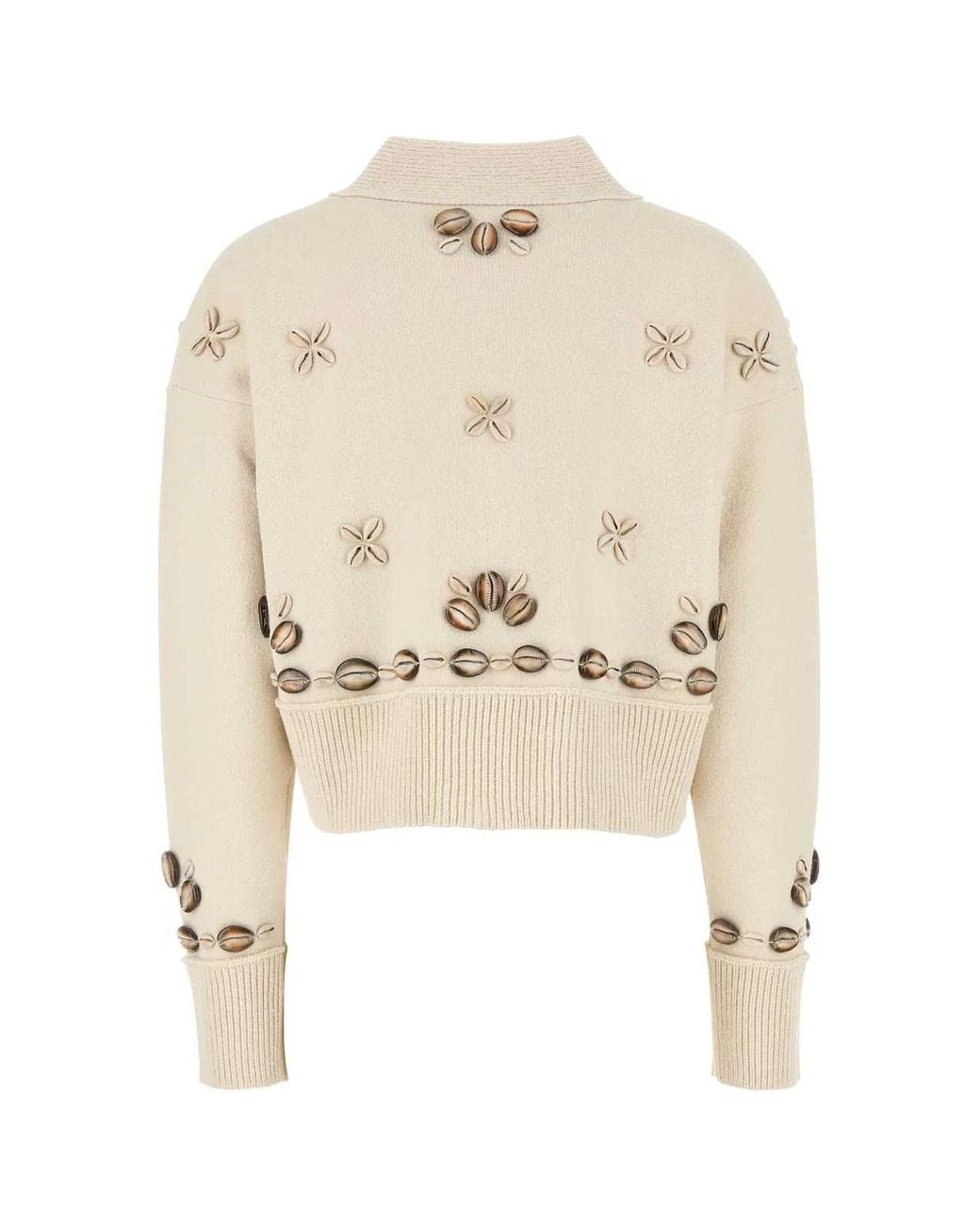 Alanui Natural Ivory Silk Blend Oversize Ocean Dream Cardigan