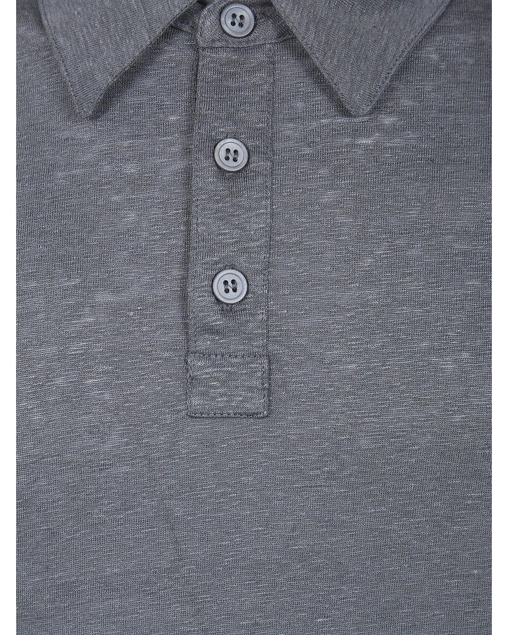Majestic Gray Linen Short Sleeves Polo Shirt for men