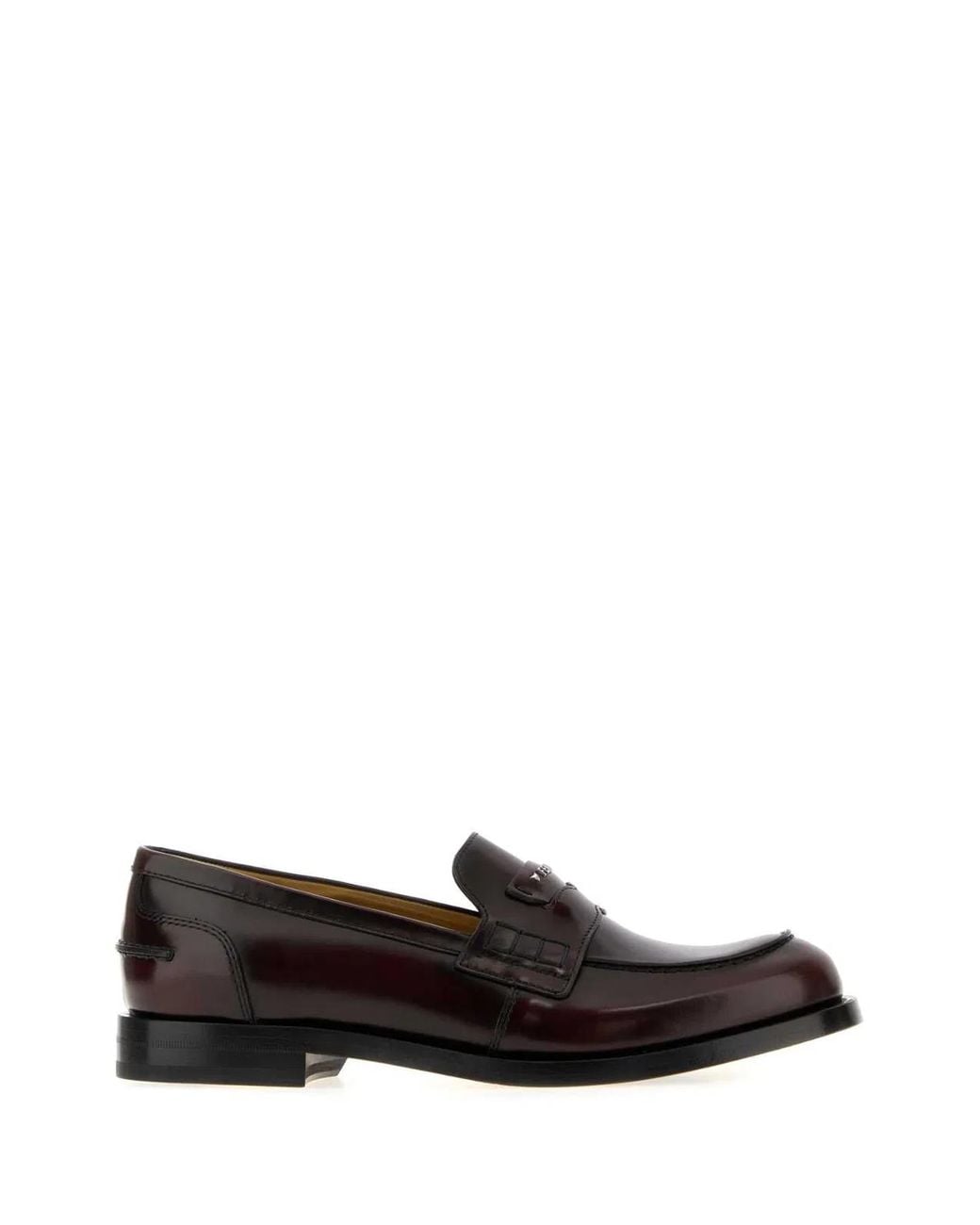 Fendi Black Burgundy Leather Ateneo Loafers for men