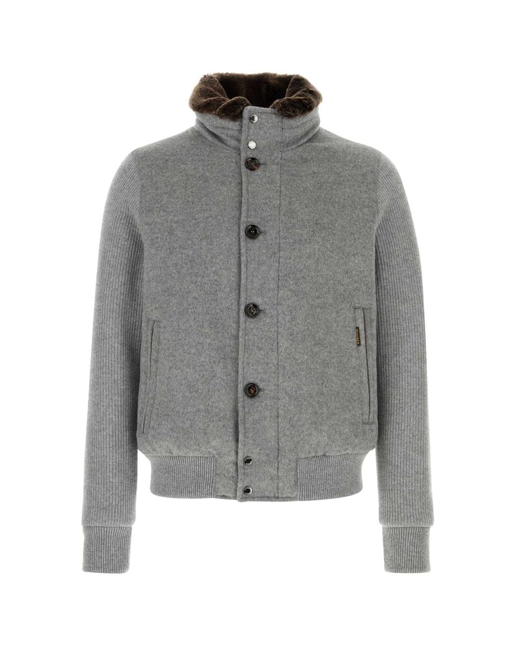 Moorer Gray Wool Blend Down Jacket With Cashmere Padding for men