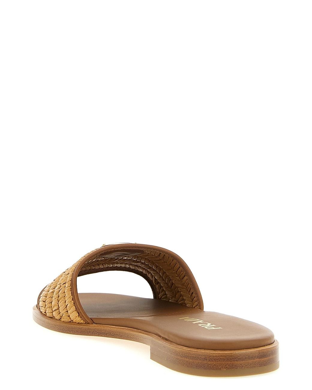 Prada Brown Raffia Slides
