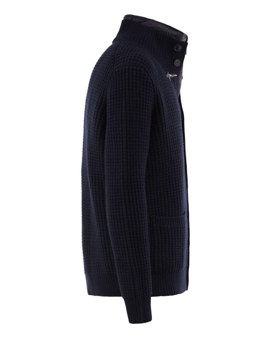 Fay Blue Wool Cardigan With Removable Padded Gilet for men