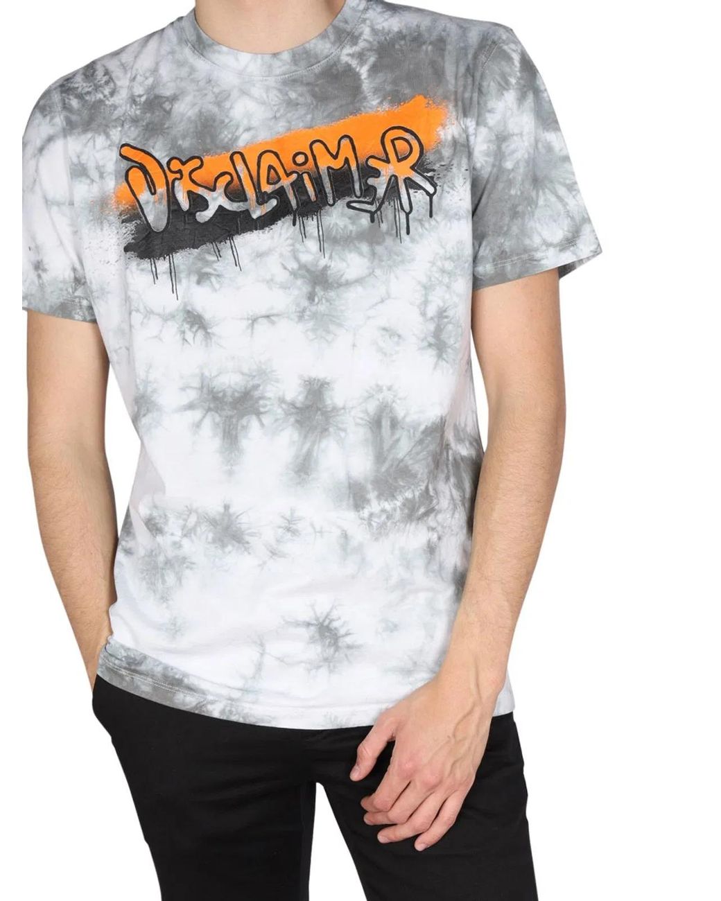 DISCLAIMER White Logo Print T-Shirt for men
