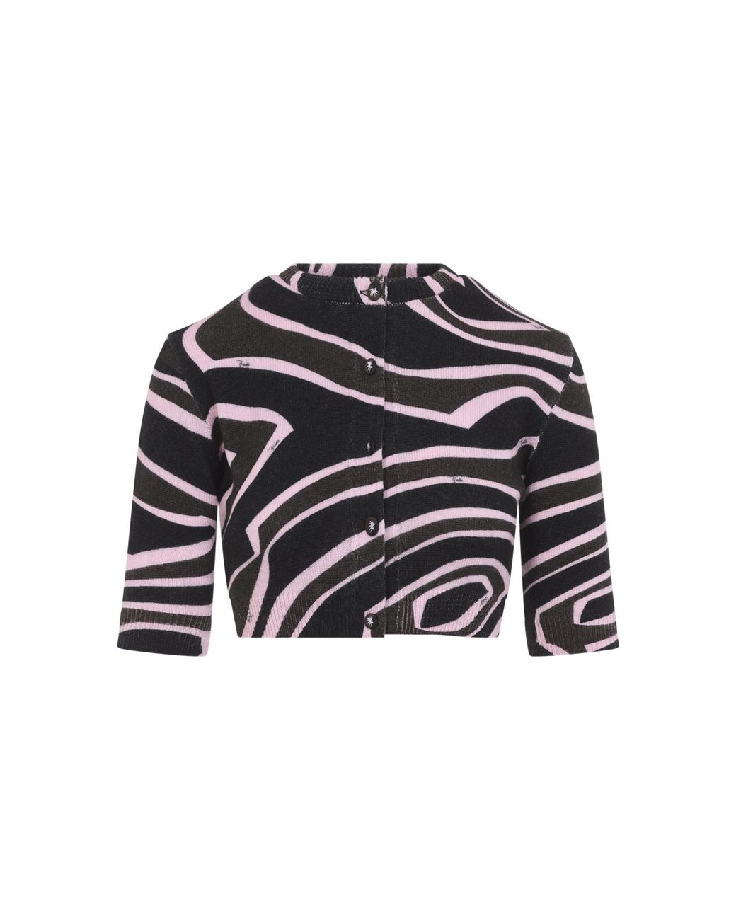 Emilio Pucci Black Khaki Cropped Cardigan