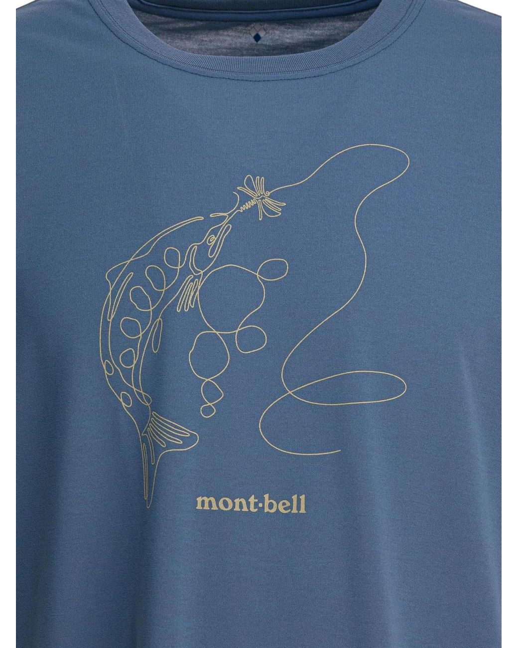 Montbell Blue "Wickron T Single Line Trout" T-Shirt for men
