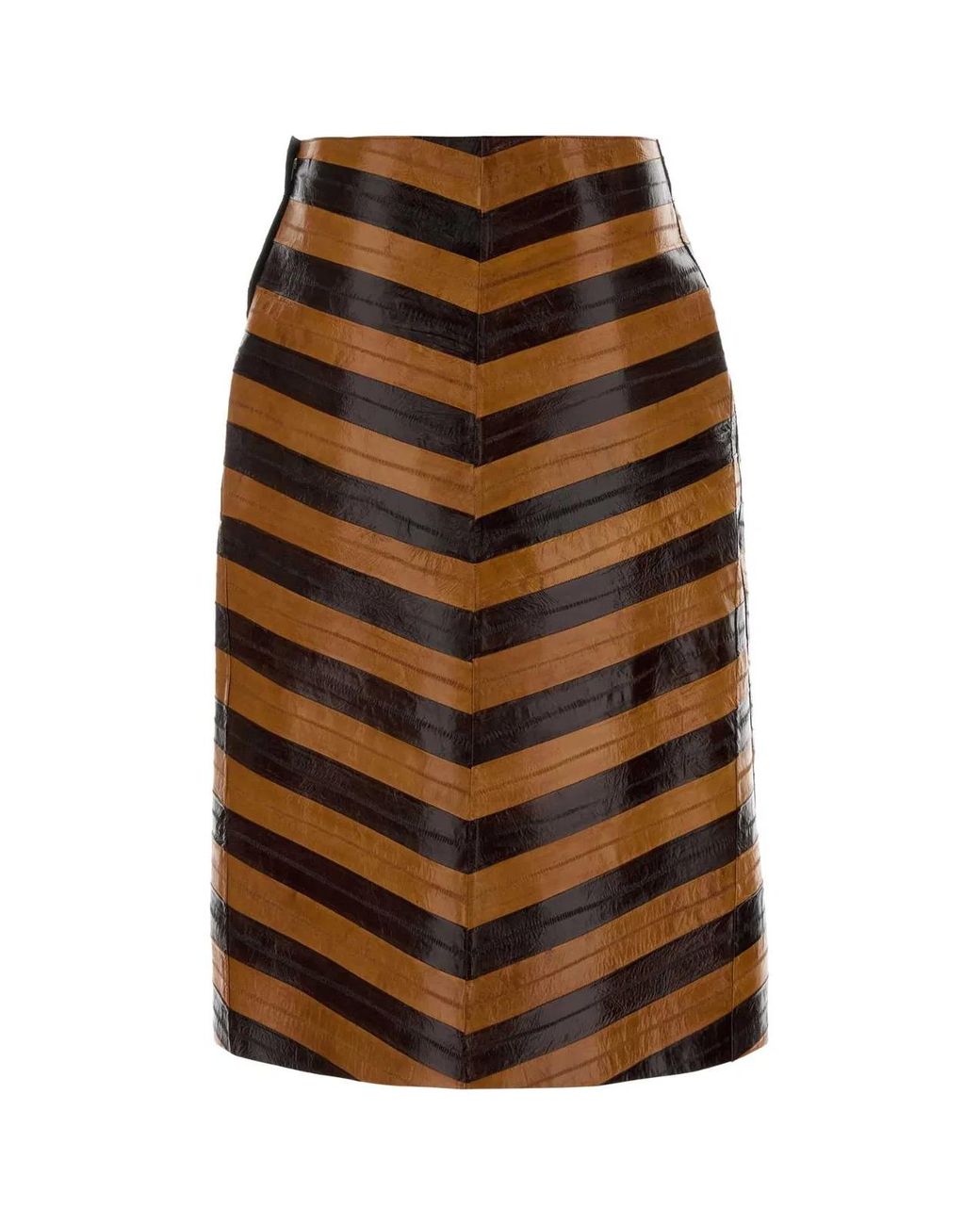 Fendi Brown Two-Tone Leather Skirt