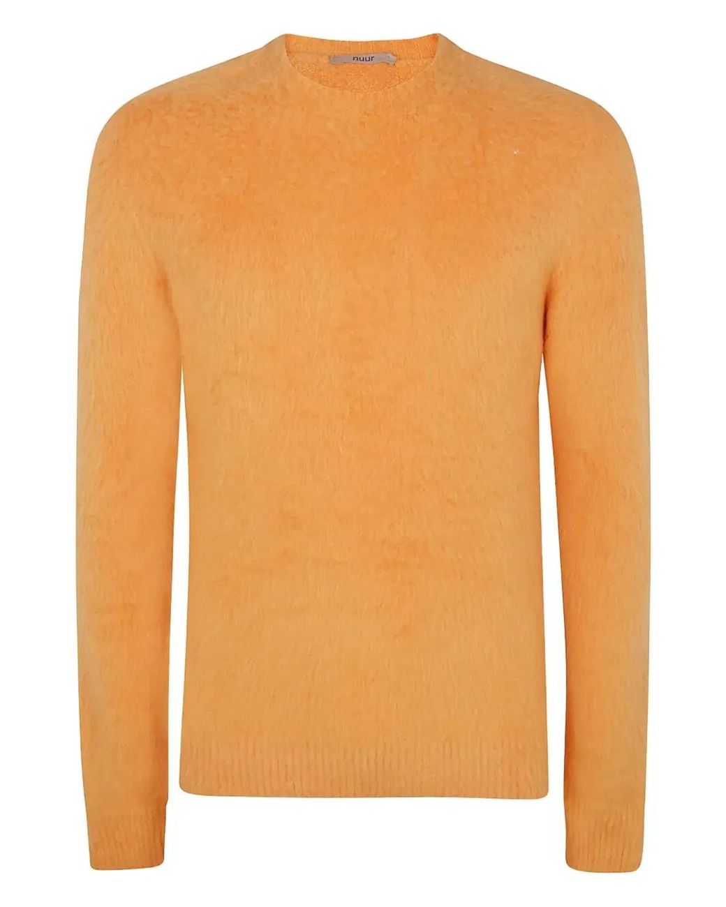 Nuur Orange Long Sleeves Pressed Gauze Round Neck Sweater for men