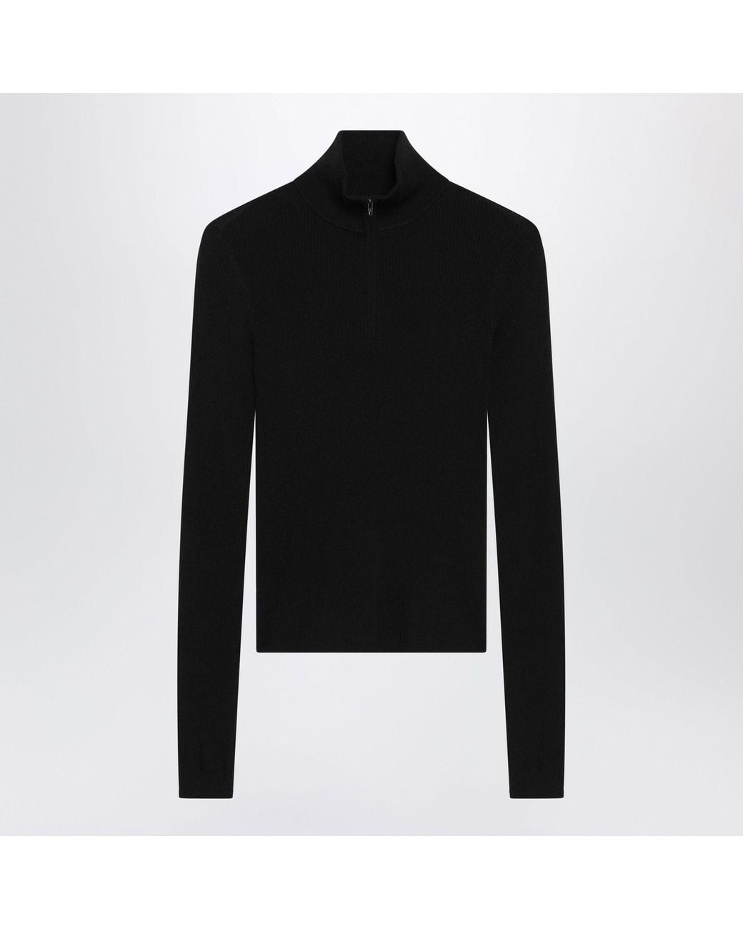 Frankie Shop Black Sade Merino Wool And Silk Sweater
