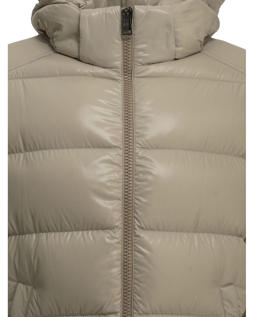 Herno Gray Short Down Jacket With Logo for men