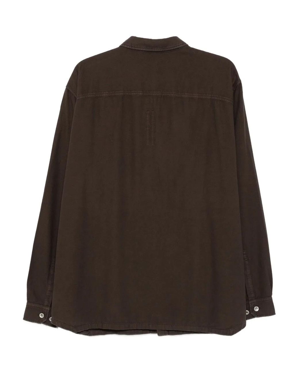 Rick Owens Brown Utility-Driven Cotton Shirt With Chest Pockets for men