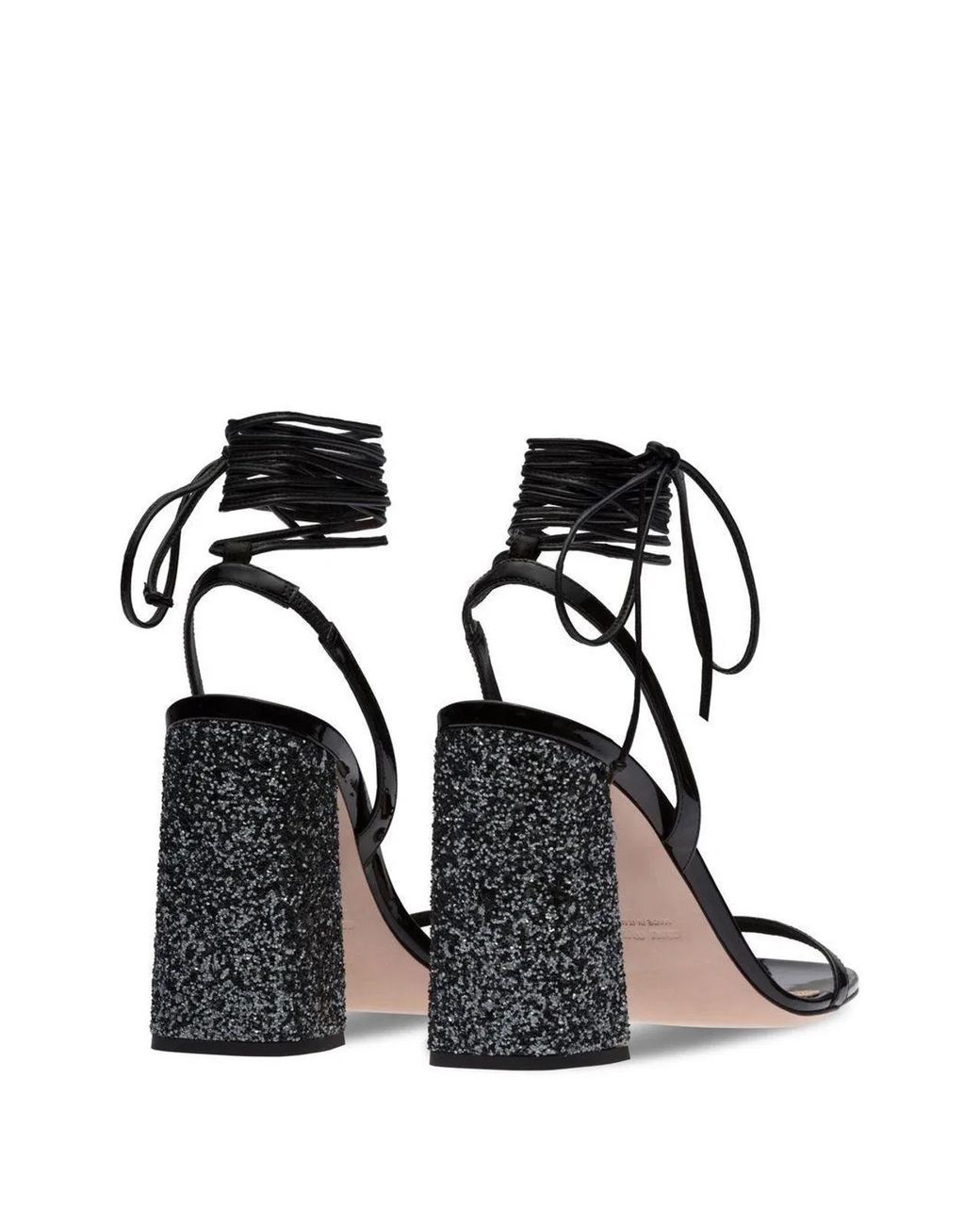 Miu Miu Black Glitter Detail Sandals