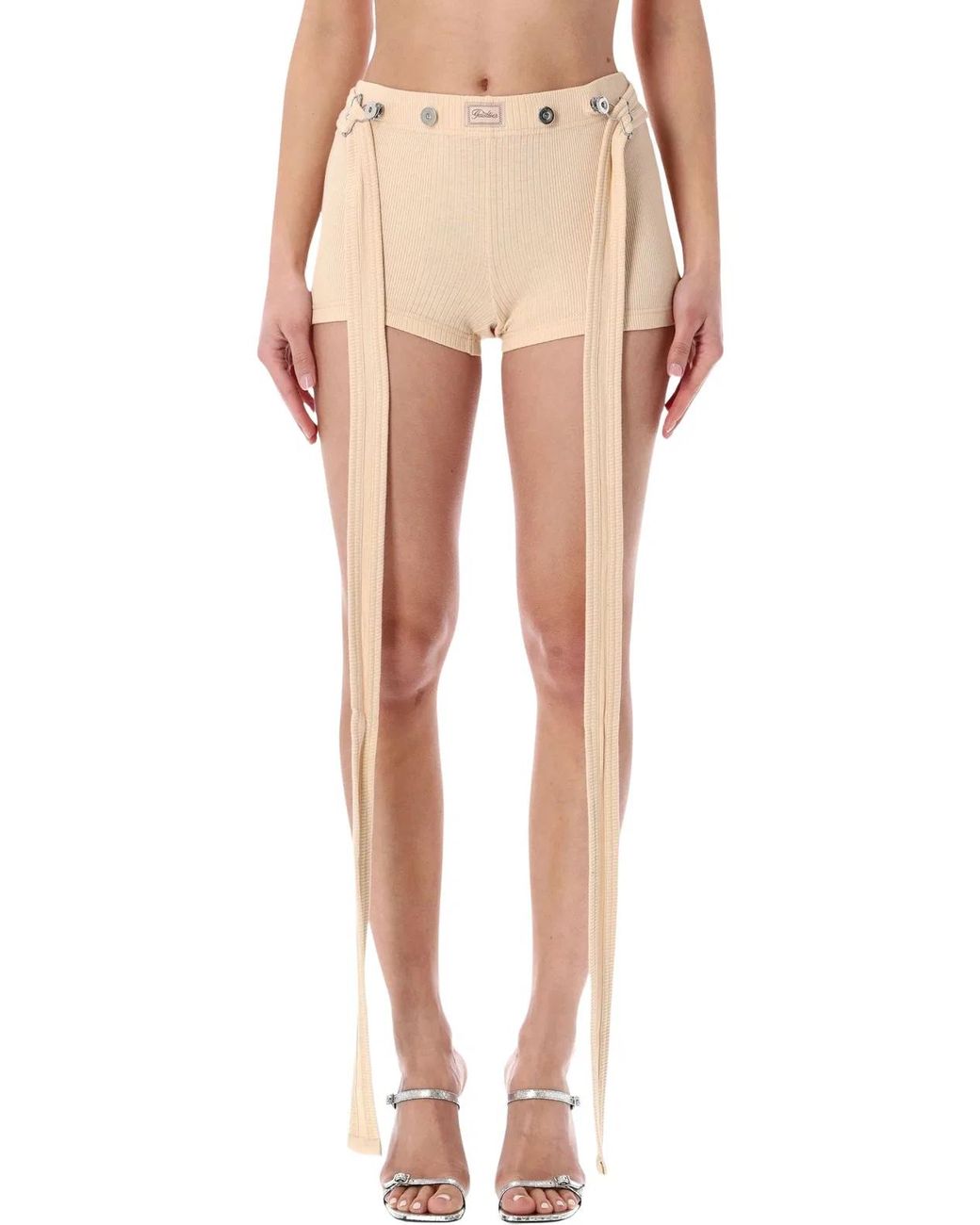 Jean Paul Gaultier Natural Ribbed Patch Shorts