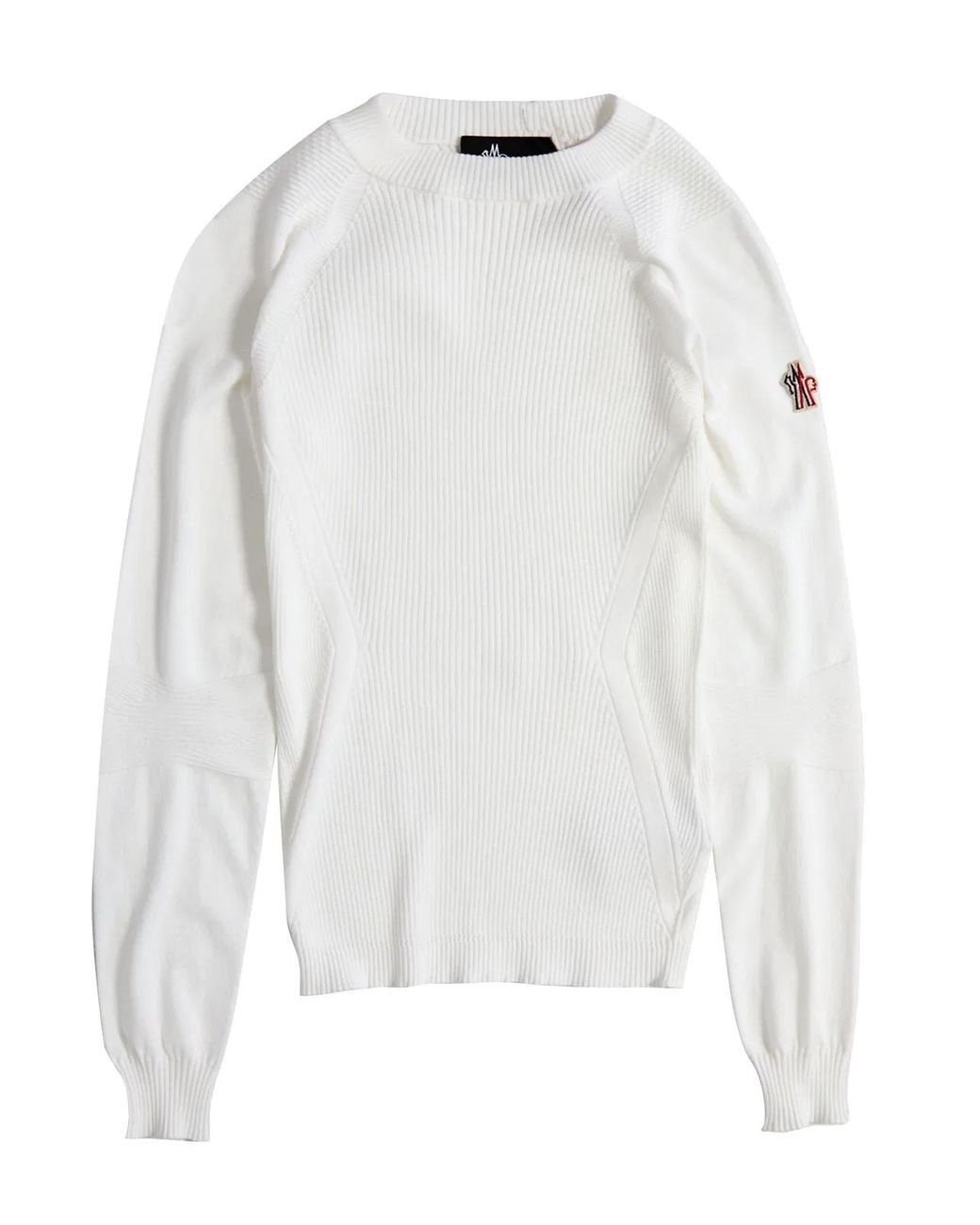 Moncler White Knitted Crew Neck Sweater