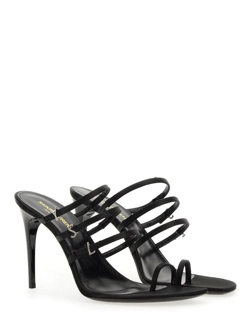 Saint Laurent Black Free Luz Satin Sandals