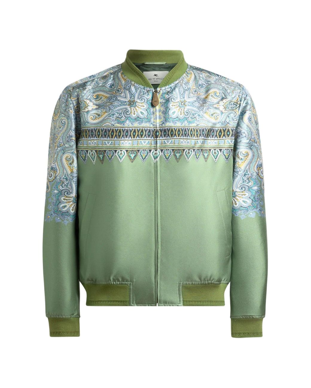 Etro Green Silk Cotton Polyamide Bomber for men
