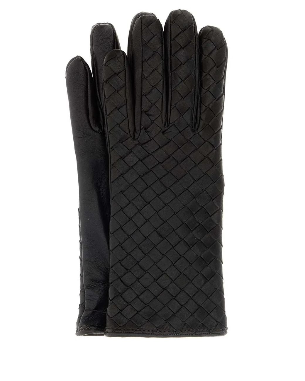Bottega Veneta Black Intrecciato Leather Gloves