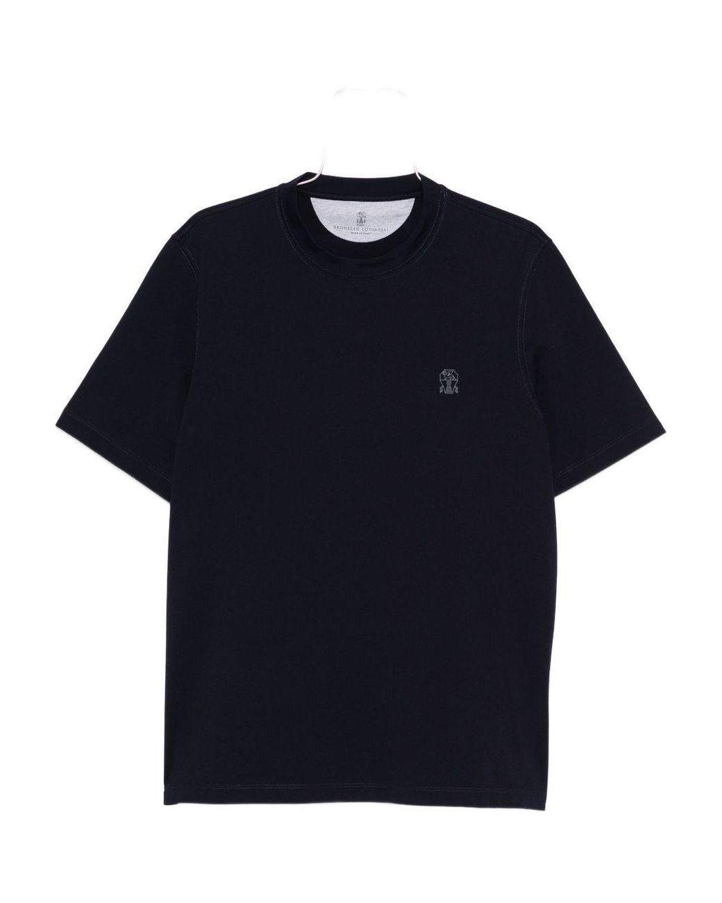 Brunello Cucinelli Blue Logo Cotton T-Shirt for men