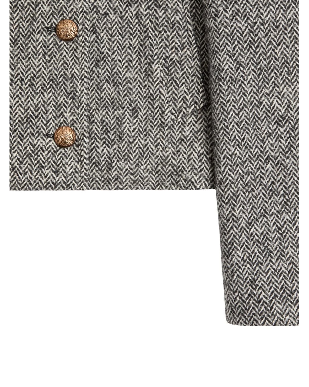 Valentino Gray Urban Wool Chevron Peacoat