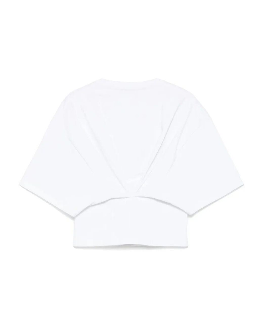 DARKPARK White Doyle Cropped Draped Short Sleeve Tee