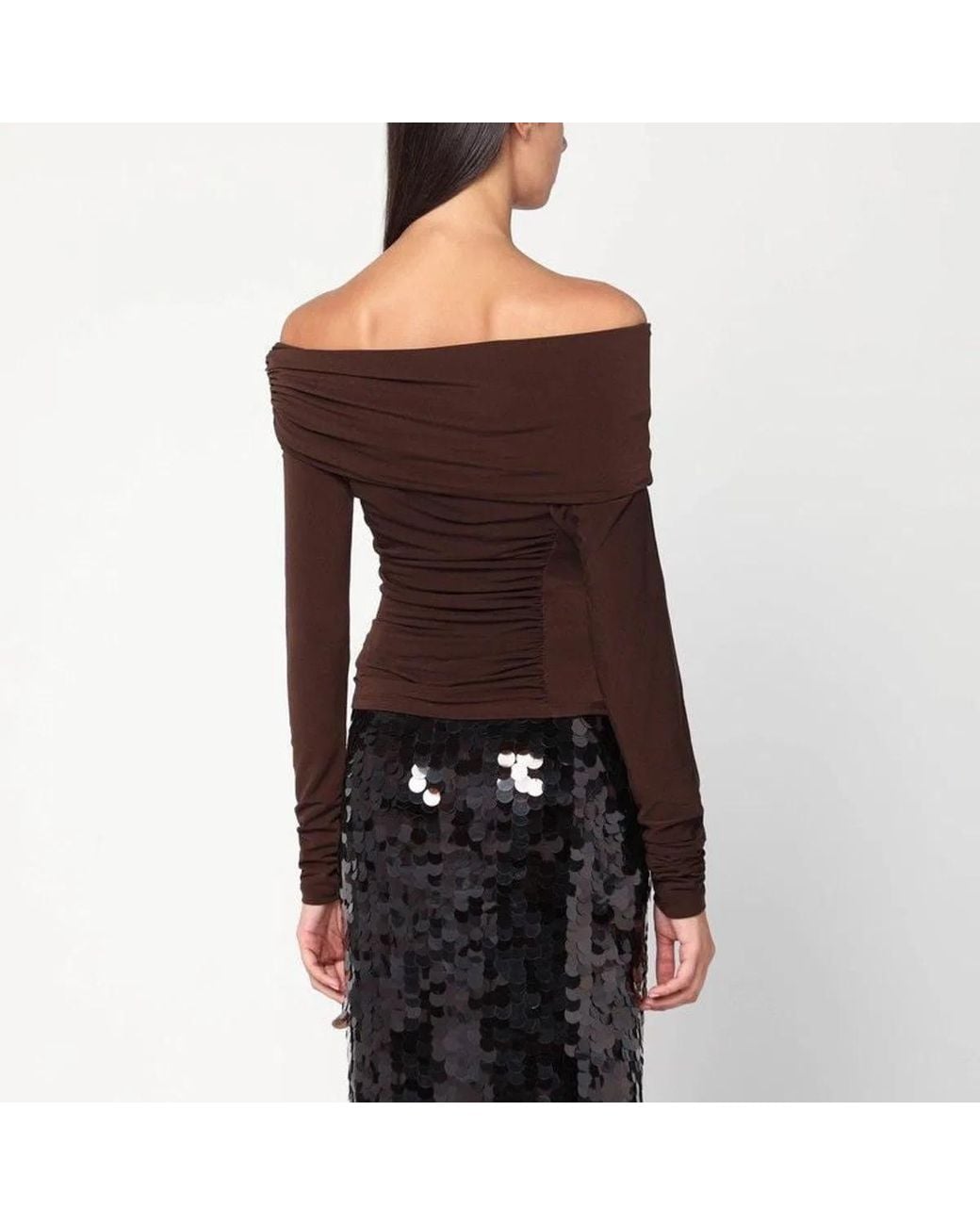 ANDAMANE Black Top With Bare Shoulders
