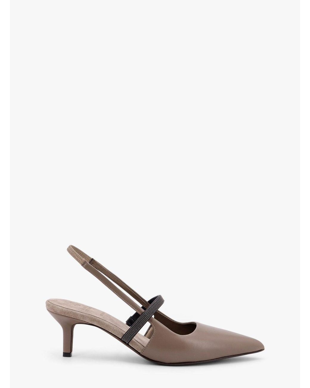 バレエシューズ BRUNELLO CUCINELLI City leather slingback decollete Brunello Cucinelli City Leather Slingback Decollete in White