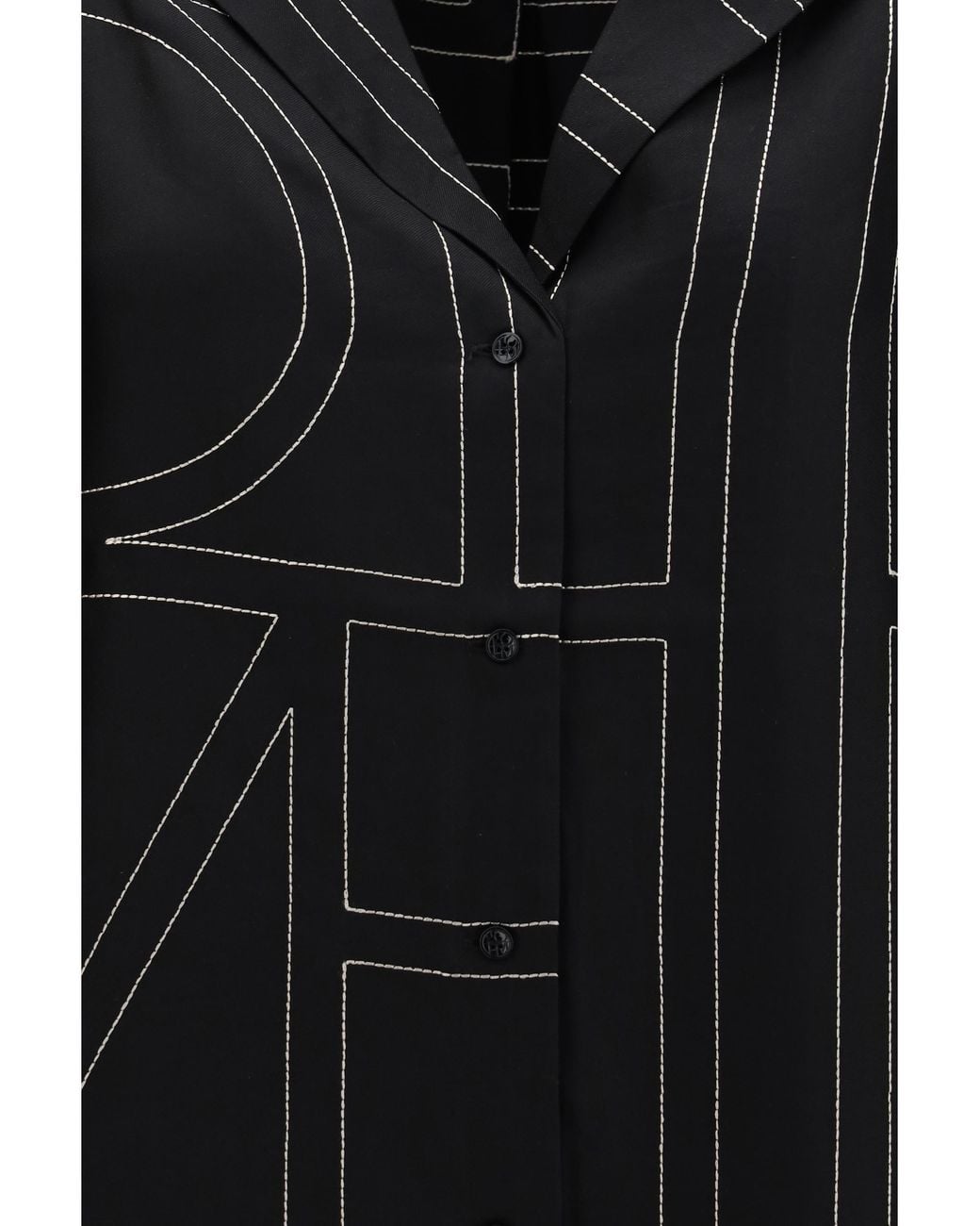Totême Black Silk Shirt With All-Over Monogram