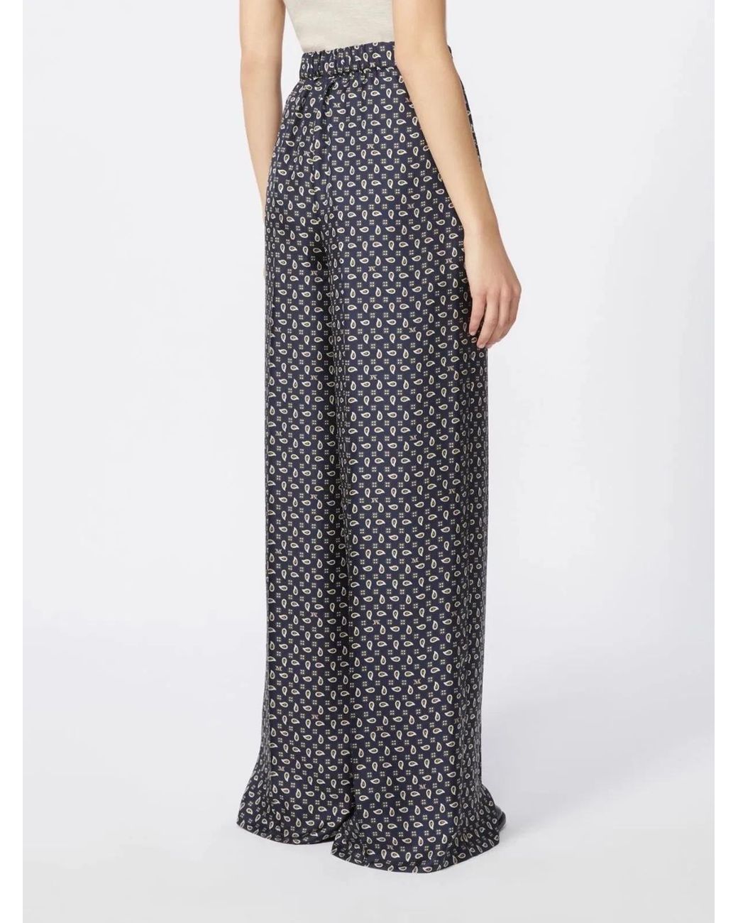 Max Mara Gray Paisley-Print Trousers