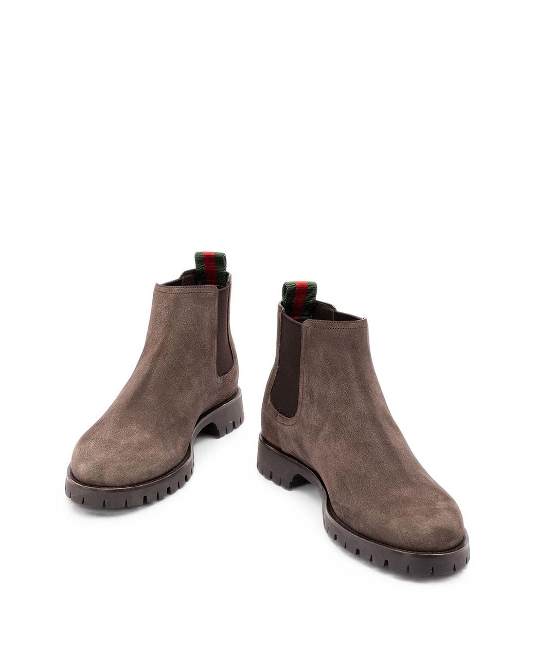 Gucci Brown Web-Stripe Lug-Sole Boots for men
