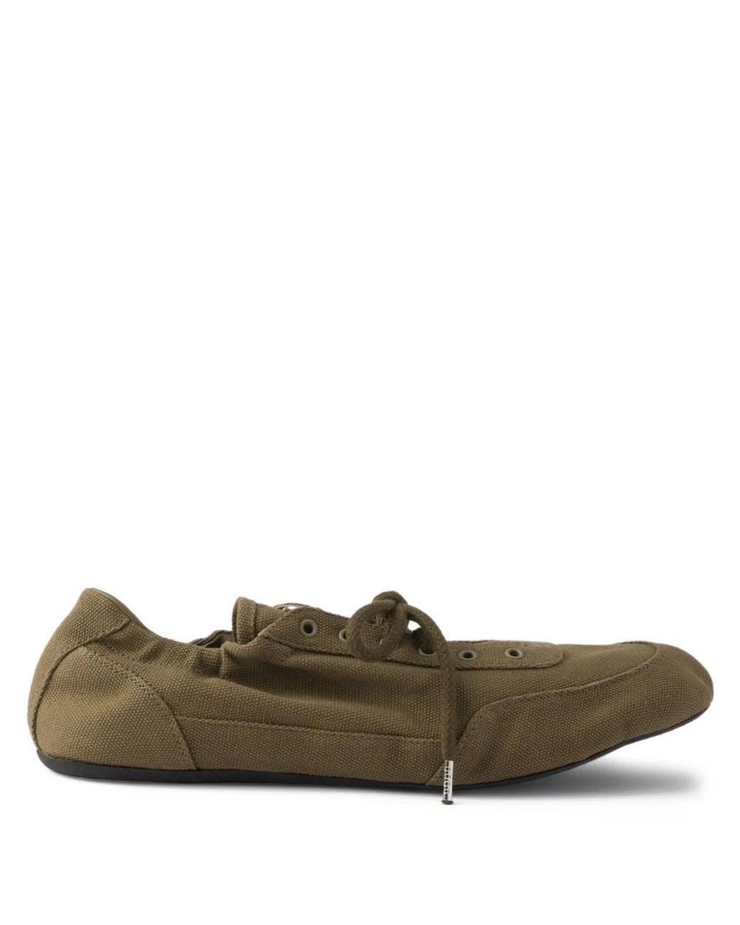 Prada Brown Cotton Flat Shoes