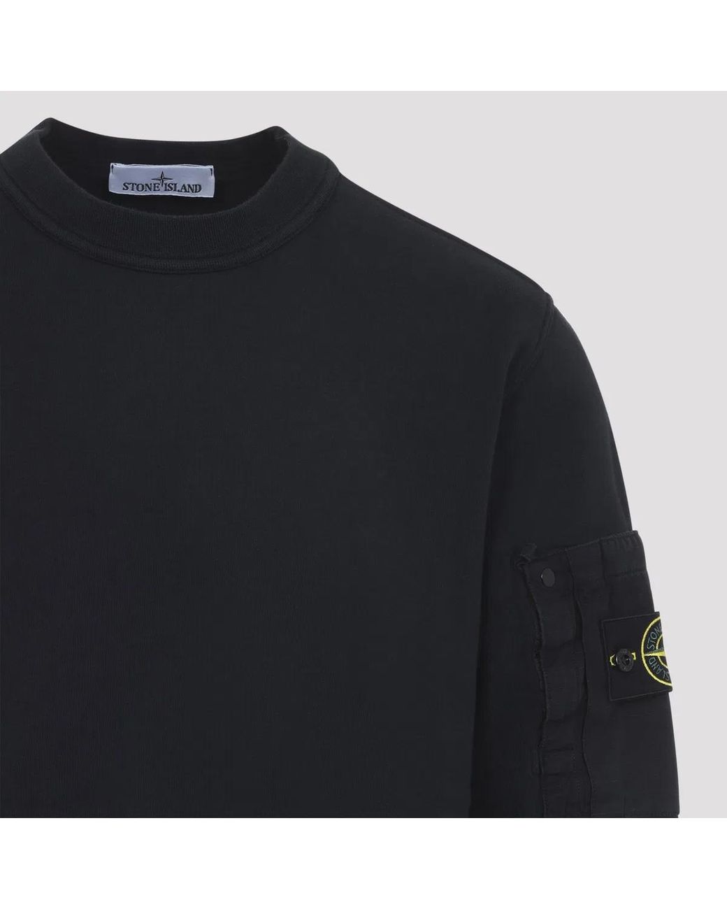 Stone Island Blue Regular Fit Crew Neck Sweatshirt With Seasonal Pocket for men