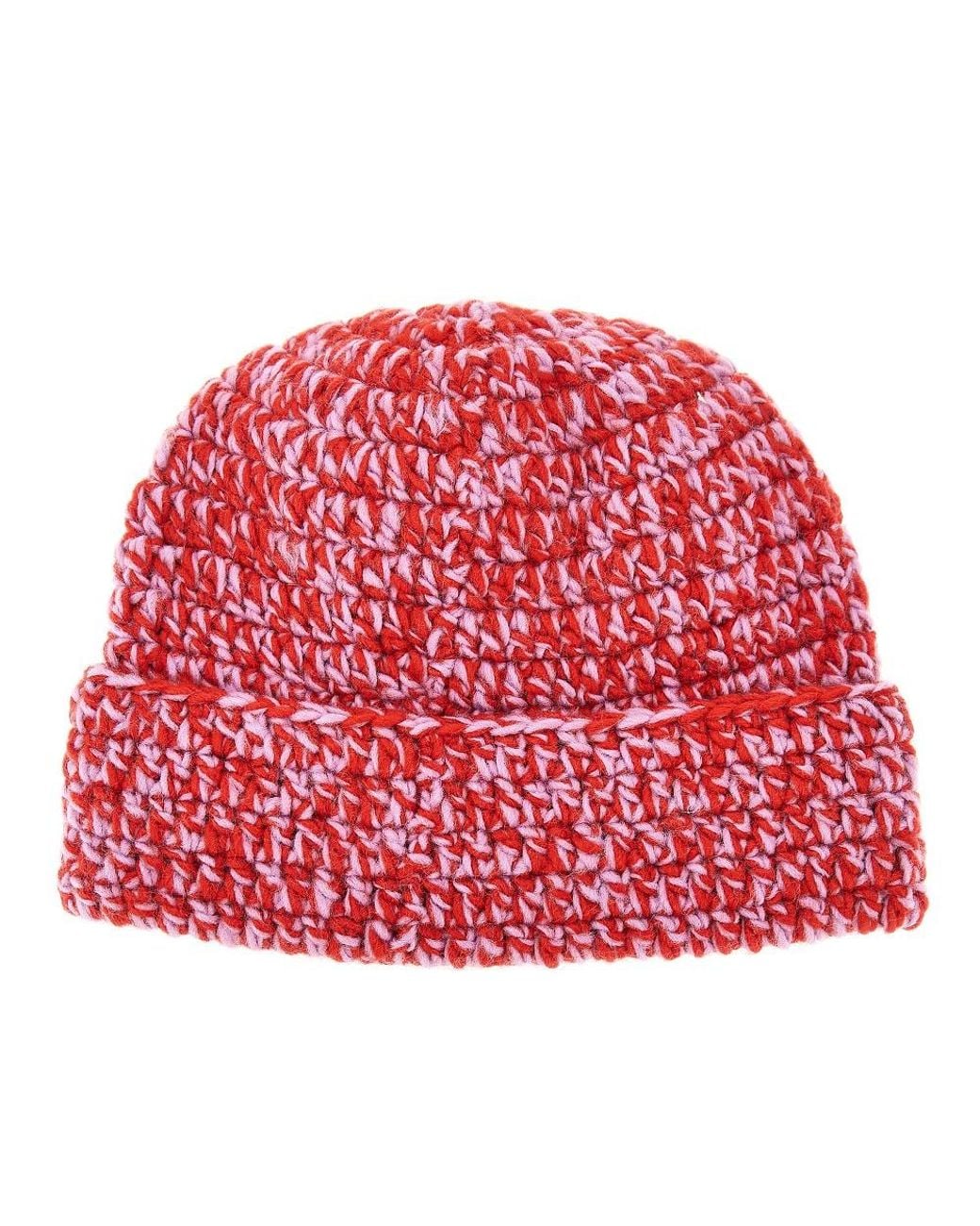Obey Red Desmond Crochet Beanie Hat for men