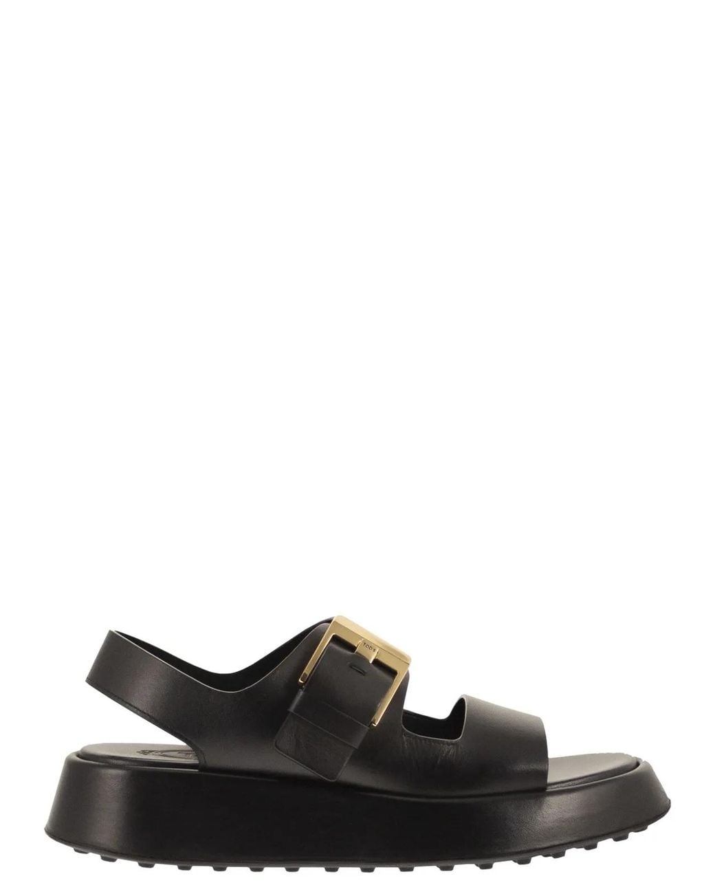 Tod's Black Leather Sandal With Buckle
