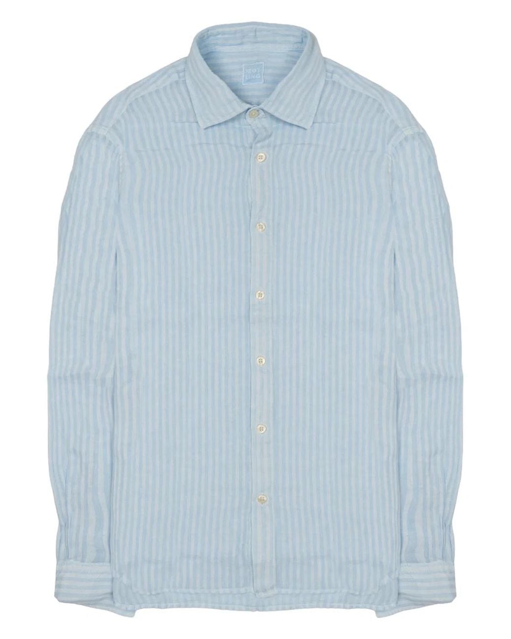 120% Lino Blue Camicia for men