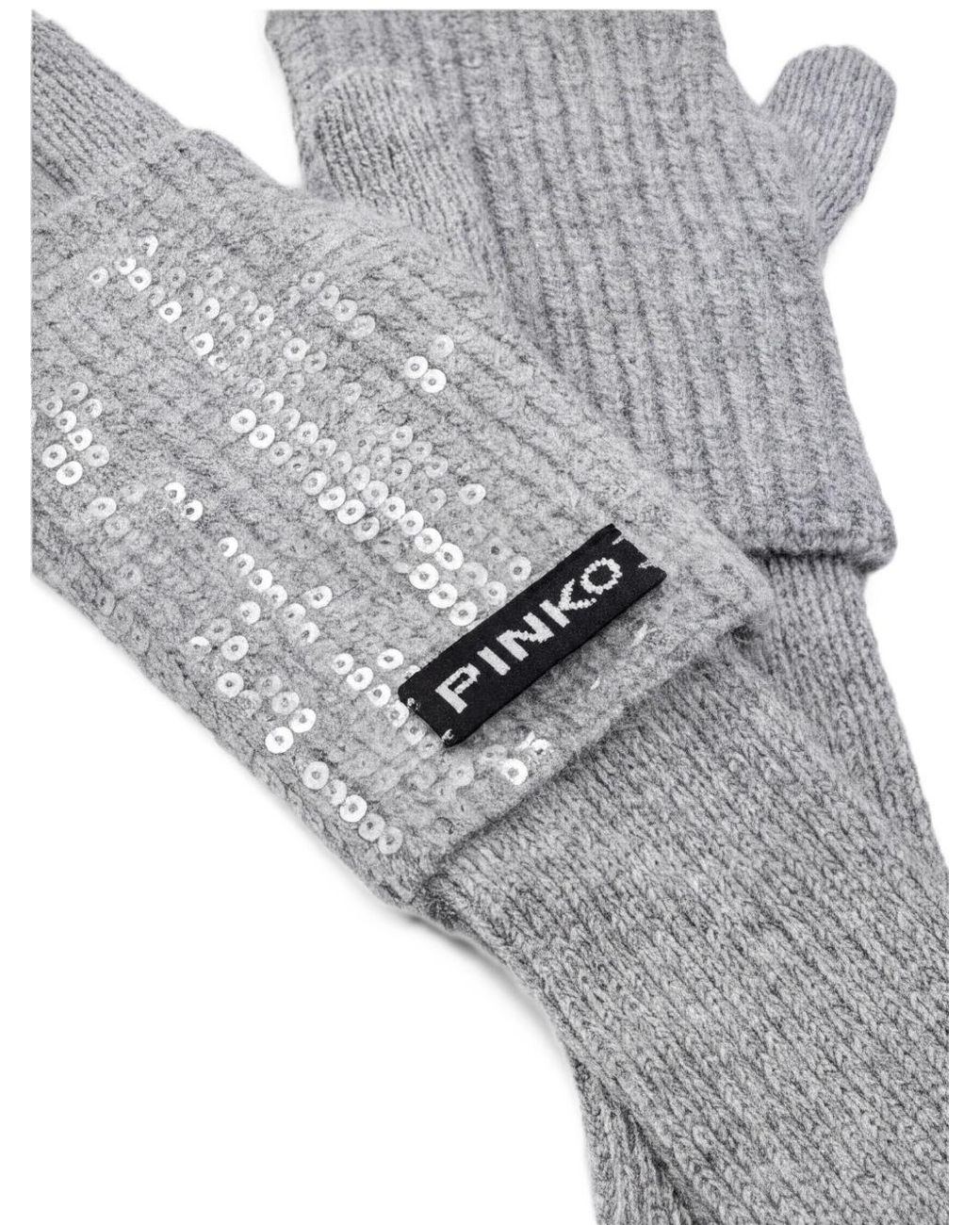 Pinko Gray Polyester Gloves