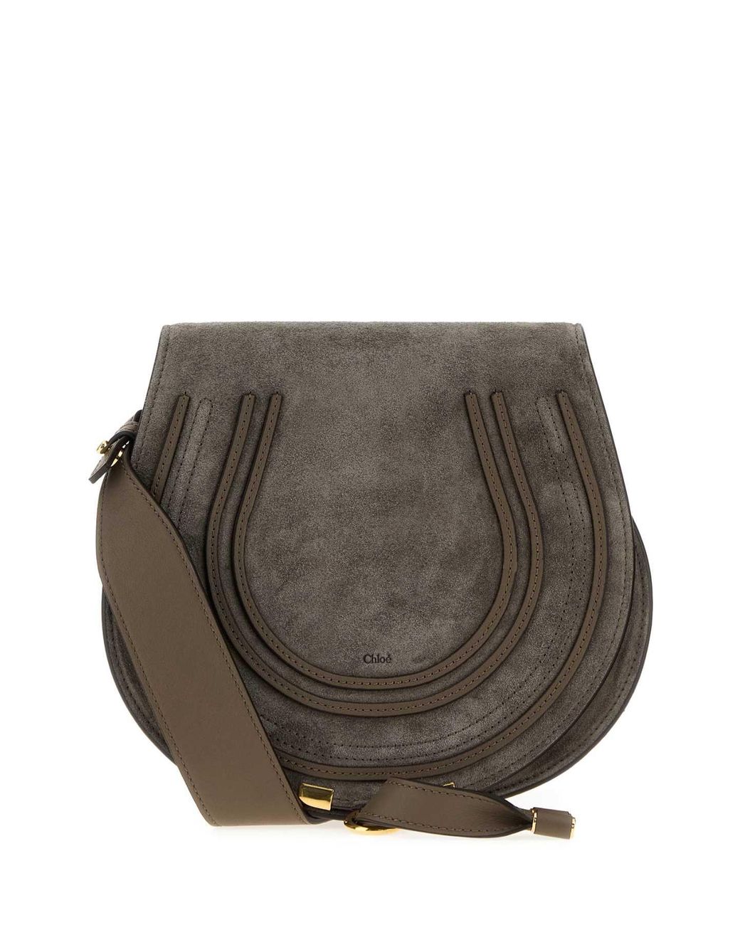 Chloé Gray Dark Suede Marcie Crossbody Bag