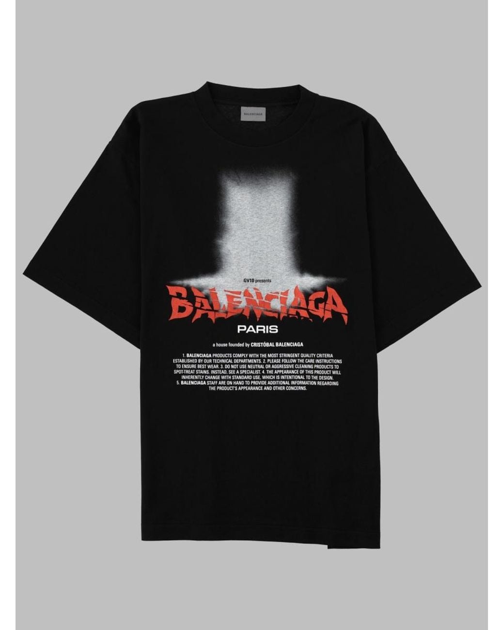 Balenciaga Black T-Shirt Con Stampa