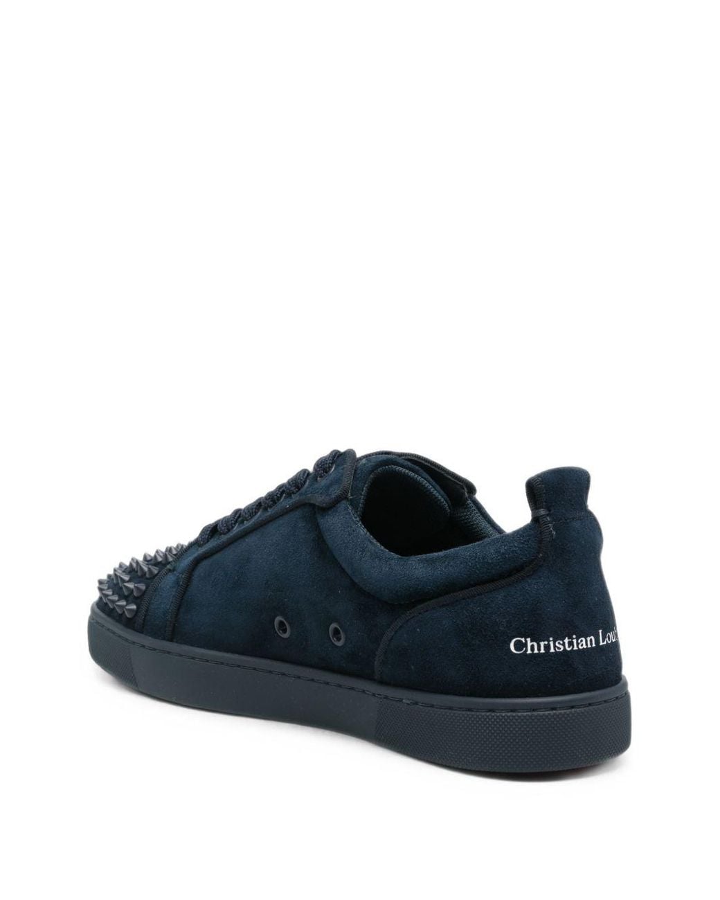 Christian Louboutin Blue Louis Jr Spikes Canopy Suede Low Top Sneakers