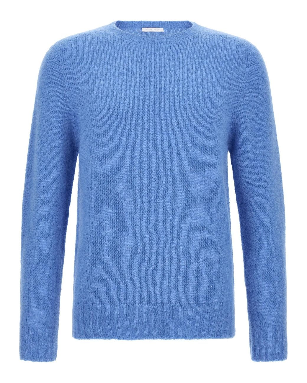 Oliver Lattughi Blue Brushed Alpaca Sweater for men