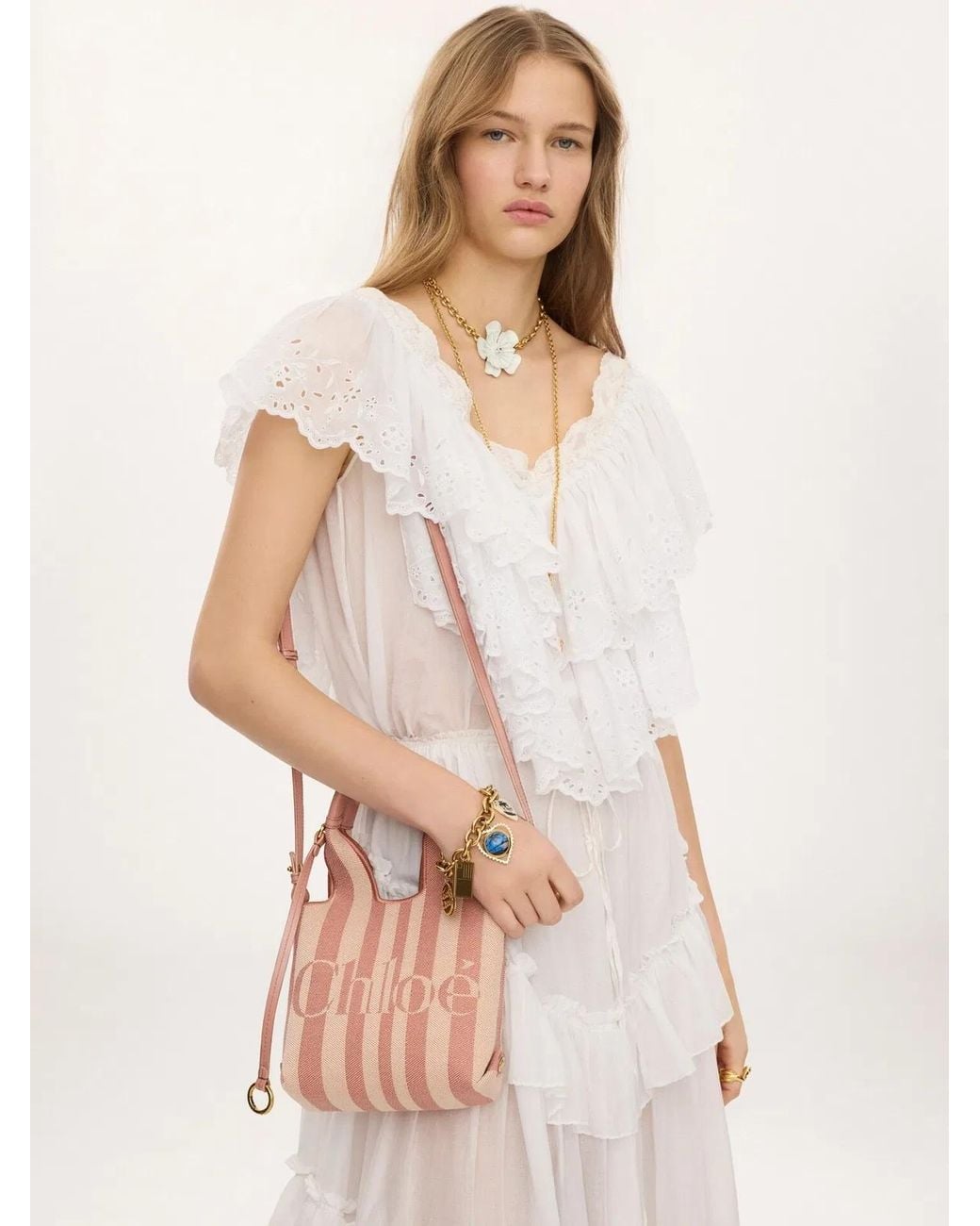 Chloé Natural Mini Stripy Tote Bag