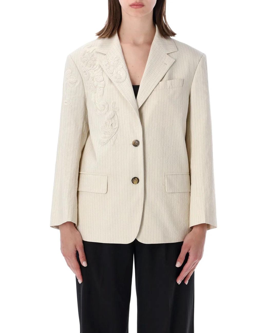 Dries Van Noten Natural Embroidered Blazer