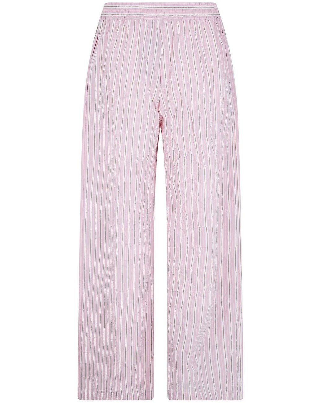 Nuur Pink Striped Trousers With Elastic for men